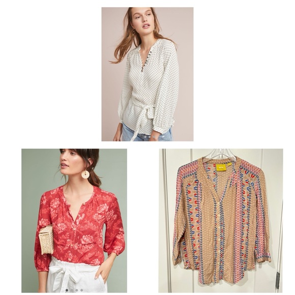 Bundle of 3 EUC Anthropologie Blouses Size S - Picture 1 of 7